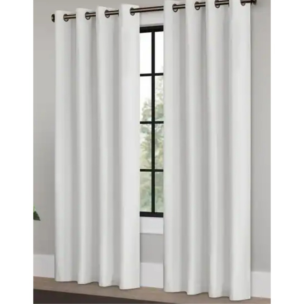 NICETOWN White Linen Textured Grommet Curtain Panels 52x84 2 Panels NTUSCGM18SD2